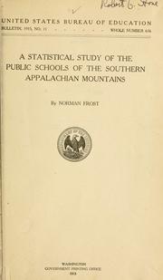 Front cover of A statistical study of the public schools of the southern Appalachian mountains by Norman Frost