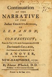 Cover of A continuation of the narrative of the Indian charity-school, in Lebanon, in Connecticut by Eleazar Wheelock