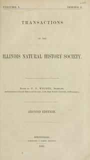 Cover of Transactions of the Illinois natural history society by Illinois Natural History Society.
