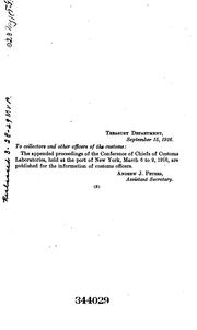 Front cover of Proceedings of the Conference of Chiefs of Customs Laboratories Held at the .. by United States. Dept. of the Treasury.