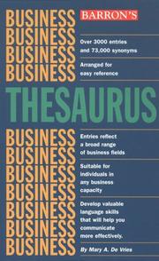 Front cover of Business thesaurus by Mary Ann De Vries