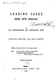 Front cover of Leading Cases Done Into English by Sir Frederick Pollock
