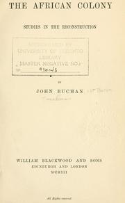 Cover of The African colony by John Buchan