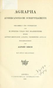 Cover of Agrapha by Alfred Resch