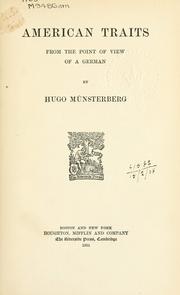 Cover of American traits from the point of view of a German by Hugo Münsterberg