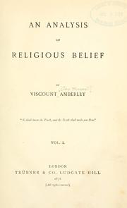 Cover of An analysis of religious belief by Amberley, John Russell viscount