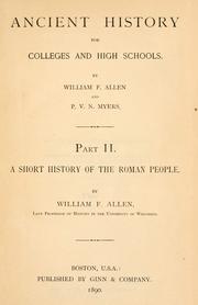 Front cover of Ancient history for colleges and high schools by William Francis Allen