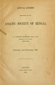 Front cover of Annual address delivered to the Asiatic Society of Bengal, Caluctta, 2nd February, 1898 by A. F. Rudolf Hoernle