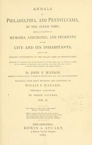 Front cover of Annals of Philadelphia and Pennsylvania, in the olden time by John F. Watson