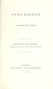 Front cover of Anne Boleyn by Henry Hart Milman