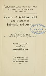 Cover of Aspects of religious belief and practice in Babylonia and Assyria by Morris Jastrow Jr.