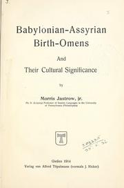 Front cover of Babylonian Assyrian Birth Omens by Morris Jastrow Jr.