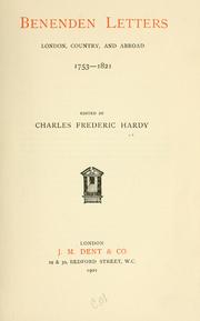 Cover of Benenden letters by Charles Frederick Hardy