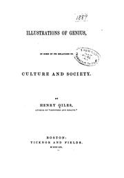 Front cover of Illustrations of Genius: In Some of Its Relations to Culture and Society by Henry Giles