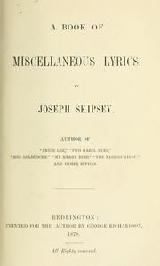 Front cover of A book of miscellaneous lyrics by Joseph Skipsey