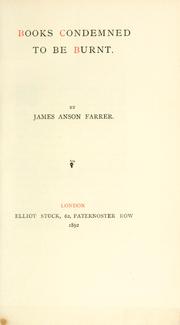 Cover of Books condemned to be burnt by James Anson Farrer