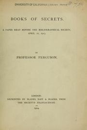 Front cover of Books of secrets by Ferguson, John
