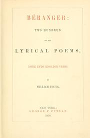 Front cover of Béranger: two hundred of his lyrical poems by Pierre Jean de Béranger