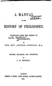 Cover of A manual of the history of philosophy by Wilhelm Gottlieb Tennemann
