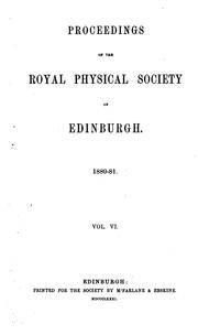 Front cover of Proceedings of the Royal Physical Society of Edinburgh by Royal Physical Society of Edinburgh