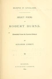 Front cover of Burns in English by Robert Burns