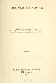 Cover of Business economics by Bogart, Ernest Ludlow