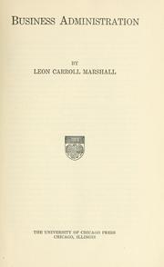 Cover of Business administration by Leon Carroll Marshall