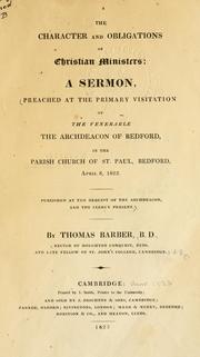 Front cover of The character and obligations of Christian ministers by Thomas Barber