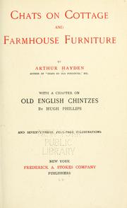 Front cover of Chats on cottage and farmhouse furniture by Arthur Hayden