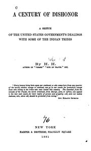 Front cover of A Century Of Dishonor by Helen Hunt Jackson