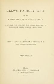 Front cover of Clews to Holy writ by Mary Louisa Georgina Petrie Carus-Wilson