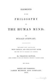 Front cover of Elements of the Philosophy of the Human Mind by Dugald Stewart