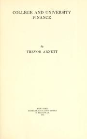 Front cover of College and university finance by Trevor Arnett