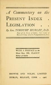 Front cover of A commentary on the present Index legislation by Timothy Hurley