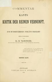 Cover of Commentar zu Kants Kritik der reinen Vernunft by Hans Vaihinger