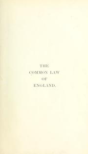 Front cover of The common law of England by William Blake Odgers