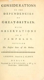 Front cover of Considerations on the dependencies of Great Britain by Langrishe, Hercules Sir