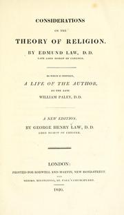 Cover of Considerations on the state of the world with regard to the theory of religion by Edmund Law