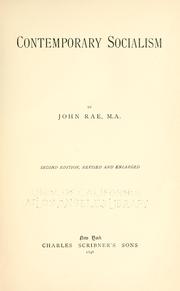 Cover of Contemporary socialism by Rae, John