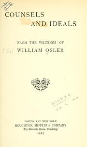 Front cover of Counsels and ideals from the writings of William Osler by Sir William Osler