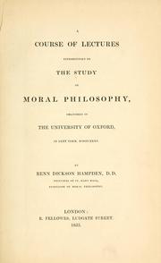 Front cover of A course of lectures introductory to the study of moral philosophy by Renn Dickson Hampden
