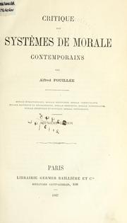 Cover of Critique des systıemes de morale contemporains by Alfred Fouillée