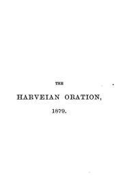 Front cover of The Harveian oration, delivered at the Royal college of physicians, June 26th, 1879 by Samuel Wilks