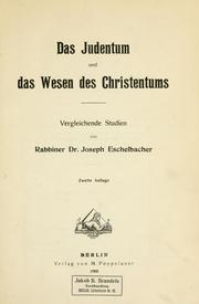 Front cover of Das Judentum und das Wesen des Christentums by Joseph Eschelbacher