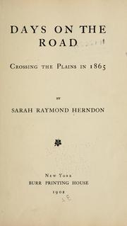 Front cover of Days on the road by Herndon, Sarah Raymond