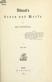 Front cover of Diderot's Leben und Werke by Karl Rosenkranz