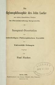 Cover of Die Religionsphilosophie des John Locke by Fischer, Paul
