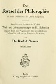 Front cover of Die Rätsel der Philosophie in ihrer Geschichte als Umriss dargestellt by Rudolf Steiner