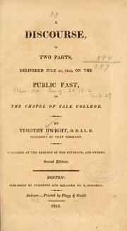 Cover of A discourse, in two parts by Dwight, Timothy