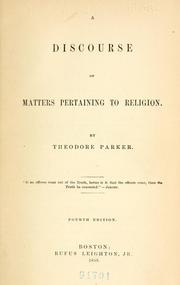 Cover of A discourse of matters pertaining to religion by Theodore Parker